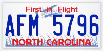 NC license plate AFM5796