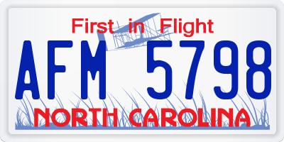 NC license plate AFM5798