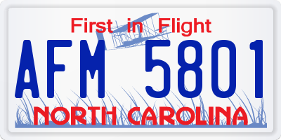 NC license plate AFM5801