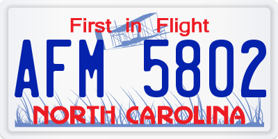 NC license plate AFM5802