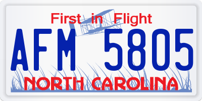 NC license plate AFM5805