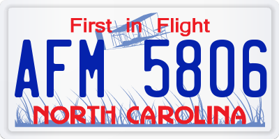 NC license plate AFM5806
