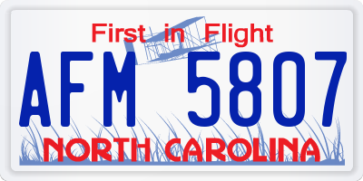 NC license plate AFM5807