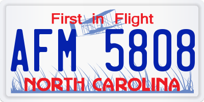 NC license plate AFM5808