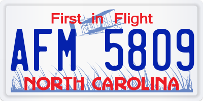 NC license plate AFM5809