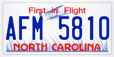 NC license plate AFM5810