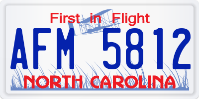 NC license plate AFM5812