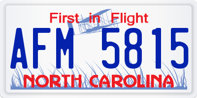 NC license plate AFM5815