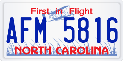 NC license plate AFM5816