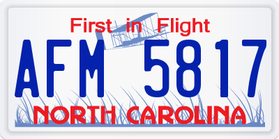 NC license plate AFM5817