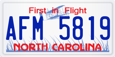 NC license plate AFM5819