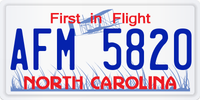 NC license plate AFM5820