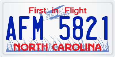 NC license plate AFM5821