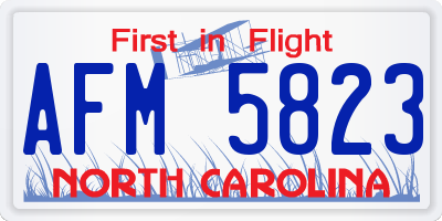 NC license plate AFM5823