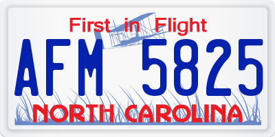 NC license plate AFM5825