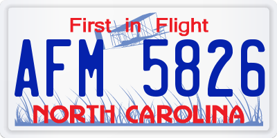 NC license plate AFM5826