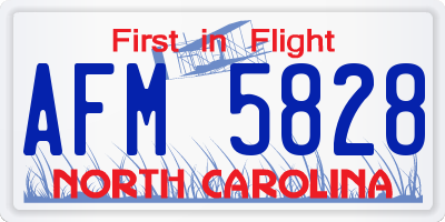NC license plate AFM5828