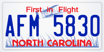 NC license plate AFM5830