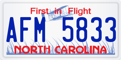 NC license plate AFM5833