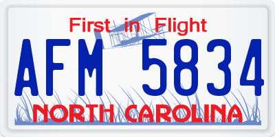 NC license plate AFM5834