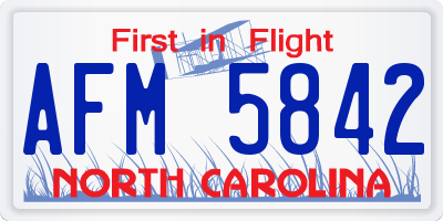 NC license plate AFM5842