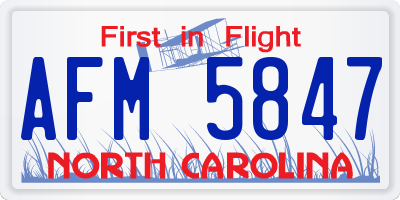 NC license plate AFM5847