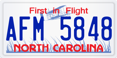 NC license plate AFM5848