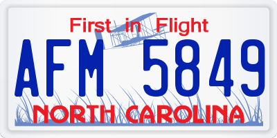 NC license plate AFM5849