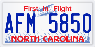 NC license plate AFM5850