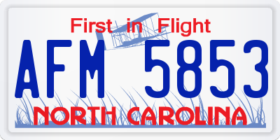 NC license plate AFM5853