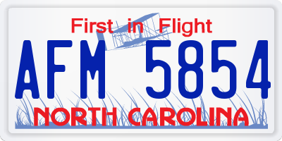 NC license plate AFM5854