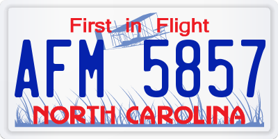 NC license plate AFM5857
