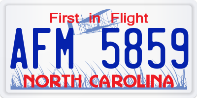 NC license plate AFM5859