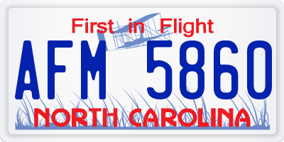 NC license plate AFM5860