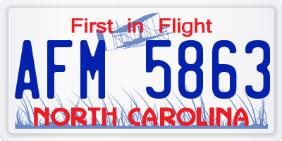 NC license plate AFM5863