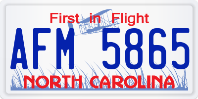 NC license plate AFM5865