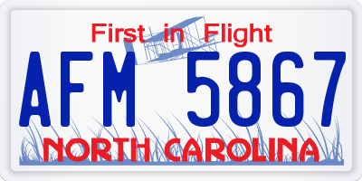 NC license plate AFM5867