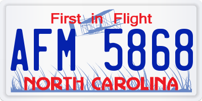 NC license plate AFM5868
