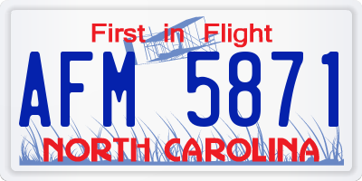 NC license plate AFM5871