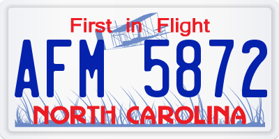 NC license plate AFM5872