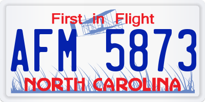 NC license plate AFM5873