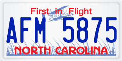 NC license plate AFM5875