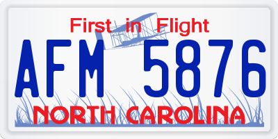 NC license plate AFM5876