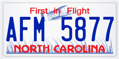 NC license plate AFM5877