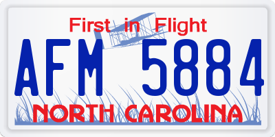 NC license plate AFM5884