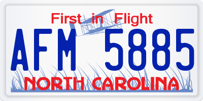 NC license plate AFM5885