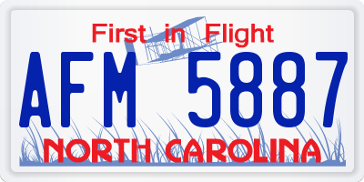 NC license plate AFM5887