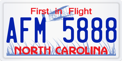 NC license plate AFM5888