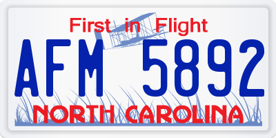 NC license plate AFM5892