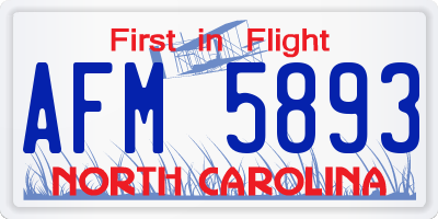 NC license plate AFM5893